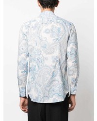 Chemise à manches longues imprimée cachemire blanche Etro