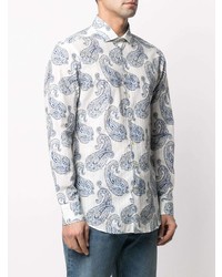 Chemise à manches longues imprimée cachemire blanche Etro