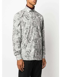 Chemise à manches longues imprimée cachemire blanche Etro