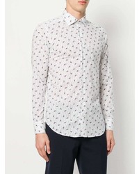 Chemise à manches longues imprimée cachemire blanche Etro