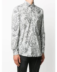 Chemise à manches longues imprimée cachemire blanche Etro