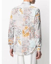 Chemise à manches longues imprimée cachemire blanche Etro