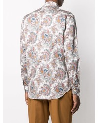 Chemise à manches longues imprimée cachemire blanche Etro