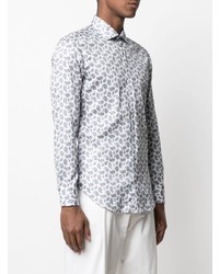 Chemise à manches longues imprimée cachemire blanche Etro