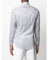 Chemise à manches longues imprimée cachemire blanche Etro