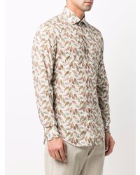 Chemise à manches longues imprimée cachemire blanche Etro