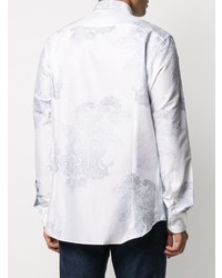 Chemise à manches longues imprimée cachemire blanche Etro