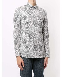 Chemise à manches longues imprimée cachemire blanche Etro