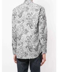 Chemise à manches longues imprimée cachemire blanche Etro