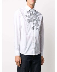 Chemise à manches longues imprimée cachemire blanche Etro