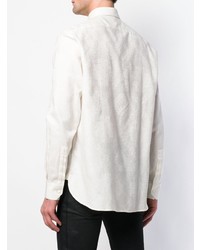 Chemise à manches longues imprimée cachemire blanche Saint Laurent