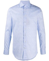 Chemise à manches longues imprimée cachemire bleu clair Etro