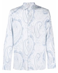 Chemise à manches longues imprimée cachemire bleu clair Etro