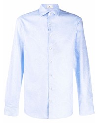 Chemise à manches longues imprimée cachemire bleu clair Etro