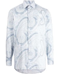 Chemise à manches longues imprimée cachemire bleu clair Etro