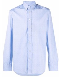 Chemise à manches longues imprimée cachemire bleu clair Etro