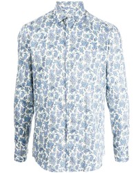 Chemise à manches longues imprimée cachemire bleu clair Etro