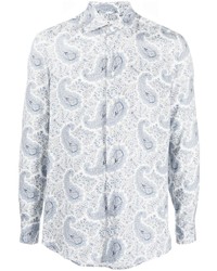 Chemise à manches longues imprimée cachemire bleu clair Etro