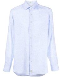 Chemise à manches longues imprimée cachemire bleu clair Etro