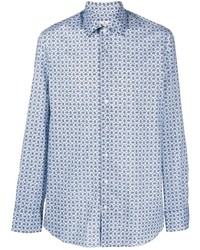 Chemise à manches longues imprimée cachemire bleu clair Etro