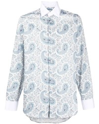 Chemise à manches longues imprimée cachemire bleu clair Etro