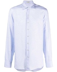 Chemise à manches longues imprimée cachemire bleu clair Etro