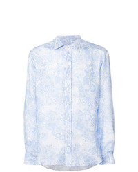 Chemise à manches longues imprimée cachemire bleu clair Etro