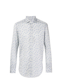 Chemise à manches longues imprimée cachemire bleu clair Etro