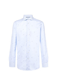 Chemise à manches longues imprimée cachemire bleu clair Etro