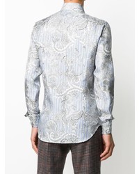 Chemise à manches longues imprimée cachemire bleu clair Etro