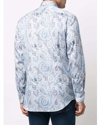 Chemise à manches longues imprimée cachemire bleu clair Etro