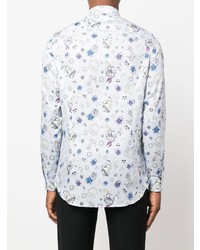 Chemise à manches longues imprimée cachemire bleu clair Etro