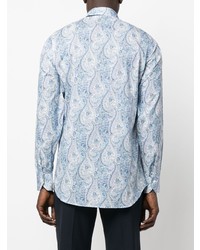 Chemise à manches longues imprimée cachemire bleu clair Etro