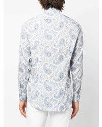 Chemise à manches longues imprimée cachemire bleu clair Etro