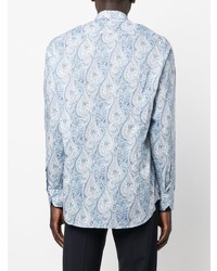 Chemise à manches longues imprimée cachemire bleu clair Etro