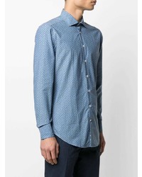 Chemise à manches longues imprimée cachemire bleu clair Etro