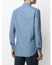 Chemise à manches longues imprimée cachemire bleu clair Etro