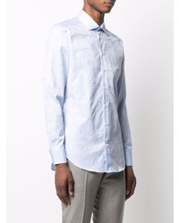 Chemise à manches longues imprimée cachemire bleu clair Etro