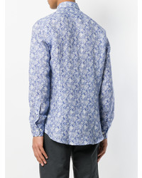 Chemise à manches longues imprimée cachemire bleu clair Etro