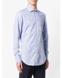 Chemise à manches longues imprimée cachemire bleu clair Etro