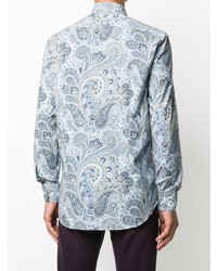 Chemise à manches longues imprimée cachemire bleu clair Etro