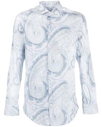 Chemise à manches longues imprimée cachemire bleu clair Etro