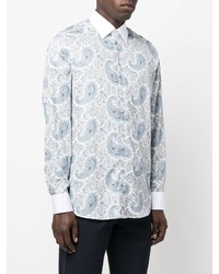 Chemise à manches longues imprimée cachemire bleu clair Etro