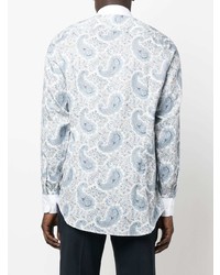 Chemise à manches longues imprimée cachemire bleu clair Etro