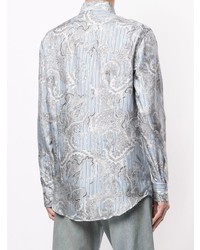 Chemise à manches longues imprimée cachemire bleu clair Etro