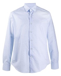 Chemise à manches longues imprimée cachemire bleu clair Salvatore Ferragamo