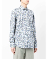 Chemise à manches longues imprimée cachemire bleu clair Etro