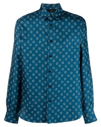 Chemise à manches longues imprimée cachemire bleu marine Amiri