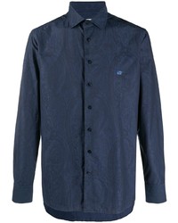 Chemise à manches longues imprimée cachemire bleu marine Etro