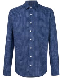 Chemise à manches longues imprimée cachemire bleu marine Etro